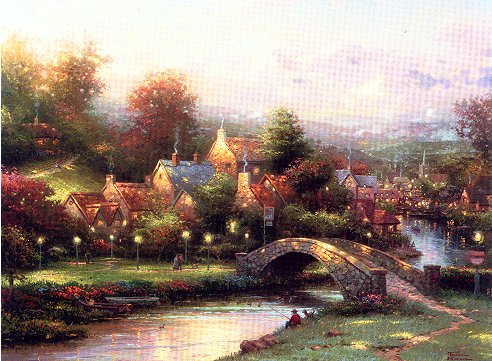 (image for) Handmade oil painting Copy paintings of famous artists Thomas Kinkade's painting, NO.109